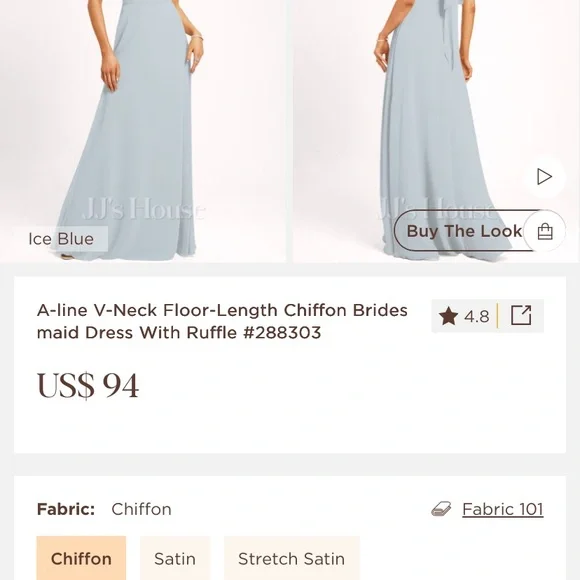 JJs House Ice Blue Chiffon Bridesmaid Dress - Picture 3 of 3